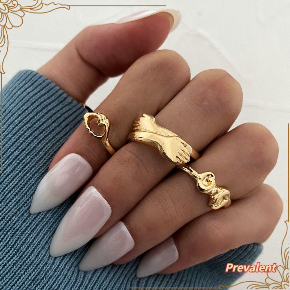 Preva Knuckle Rings Set Wanita Hollow Punk Vintage BOHO Midi Rings