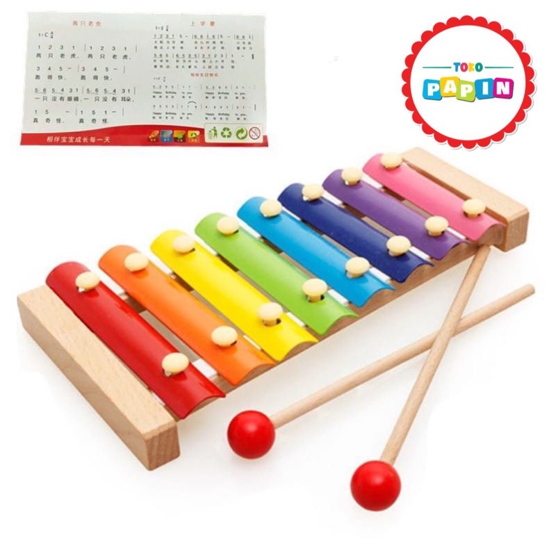 Mainan Edukasi Xylophone Anak Bayi Alat Musik Nada Suara Xylophone Kayu Aman Anak Balita