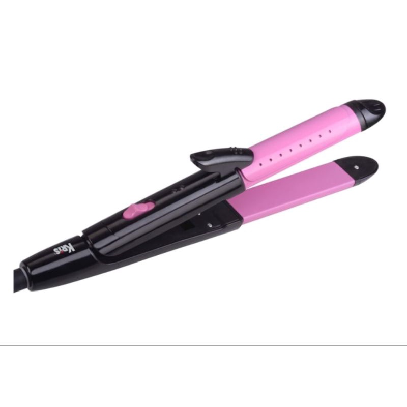 KRIS Alat Catok 2In1/Alat Pelurus Rambut&amp;Ikal/Catokan Rambut - Pink