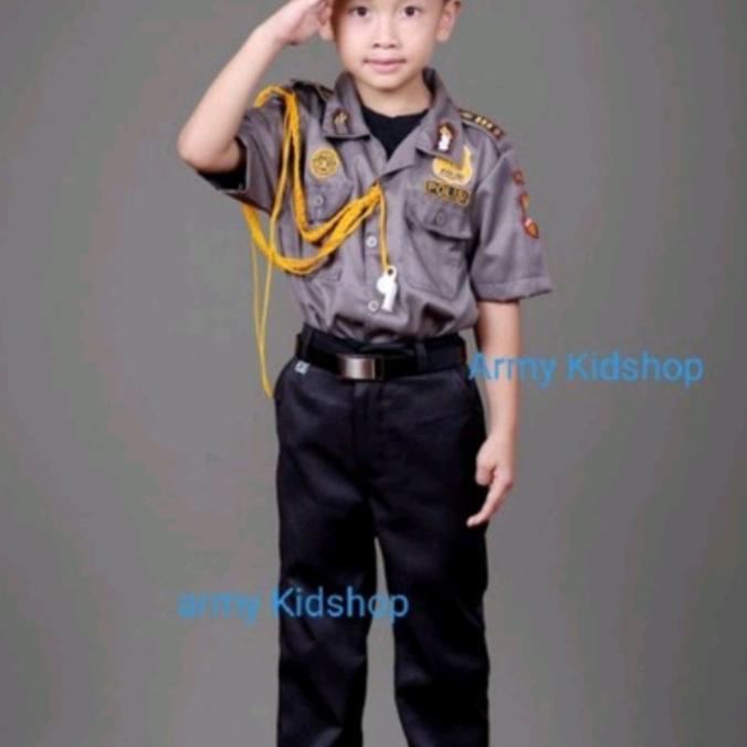 baju polisi anak laki laki profesi karnaval anak lengan pendek