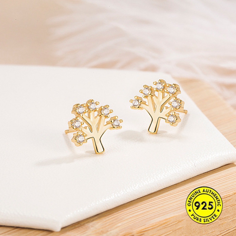 Christmas Series Anting Tusuk Micro Hias Berlian Pohon Harapan Untuk Wanita Ornamen Natal U1187