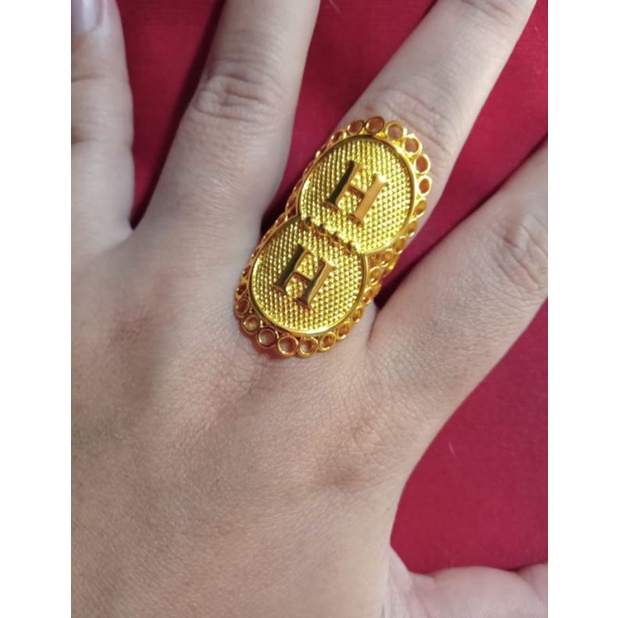 cincin H lapis emas 24k