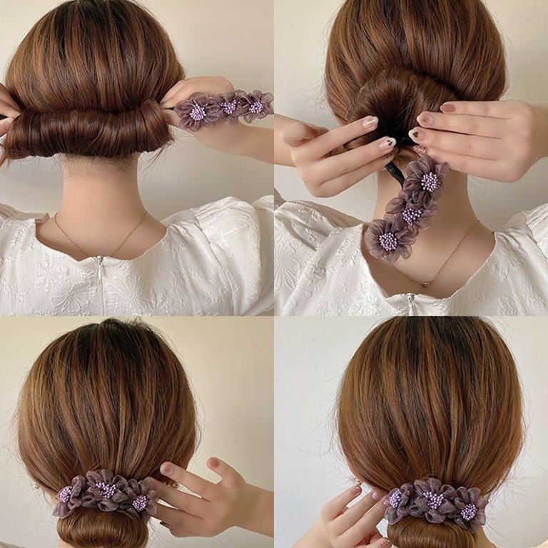 Ikat Rambut Sanggul Bunga Wanita Elegan High Quality Original Import