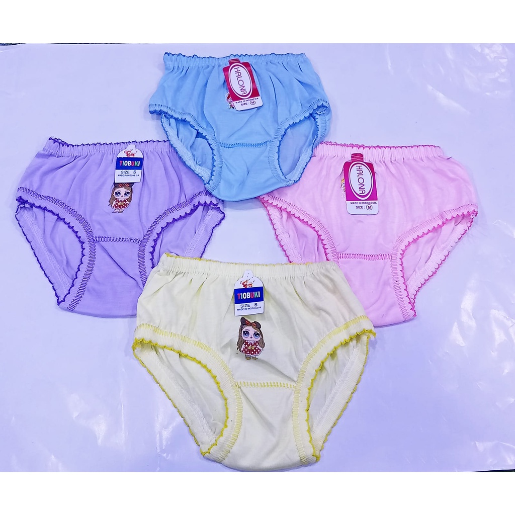 6 Pcs Celana Dalam Halona / PMR -  CD Anak Perempuan - Polos Random Warna