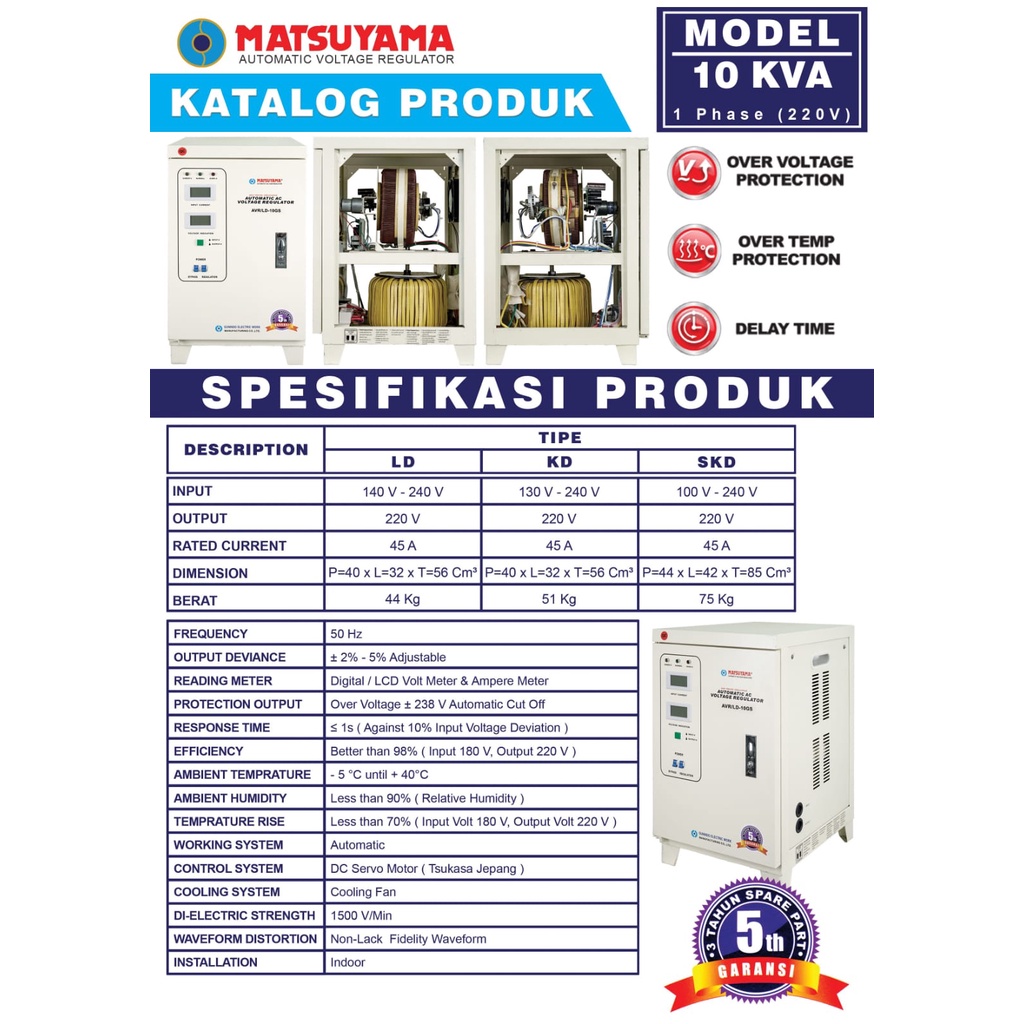 MATSUYAMA Stabilizer 10KVA-LD 140V 1P 10000VA AVR MATSUYAMA 10000 VA STAVOLT 10000VA 10GS matsuyama 10000 va