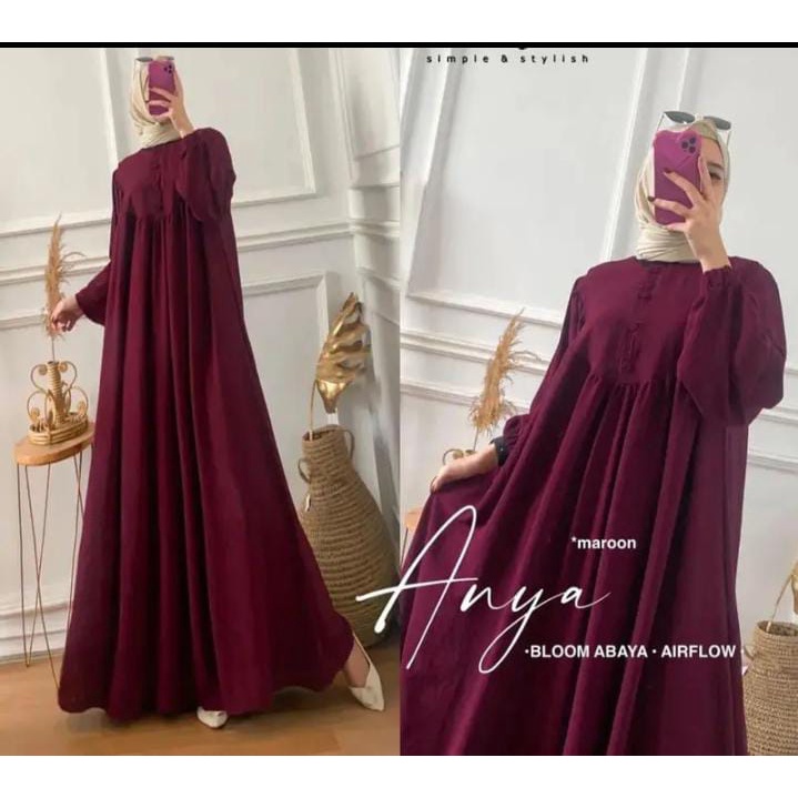 Anya Gamis Crincle Airflow Ld110cm/Gamis Polos Premium/Gamis Jumbo Crincle