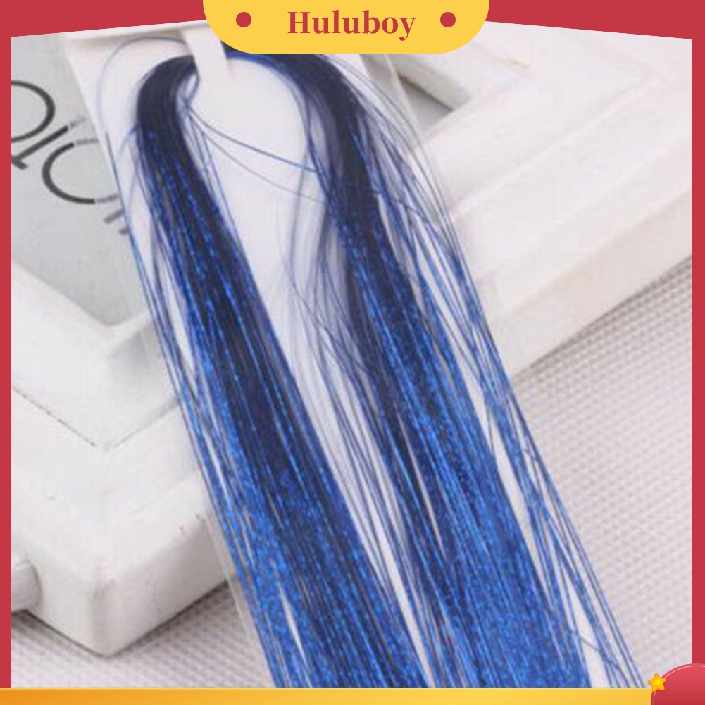 Wig Rambut Extension Model Panjang Lurus Tahan Panas Aksen Glitter