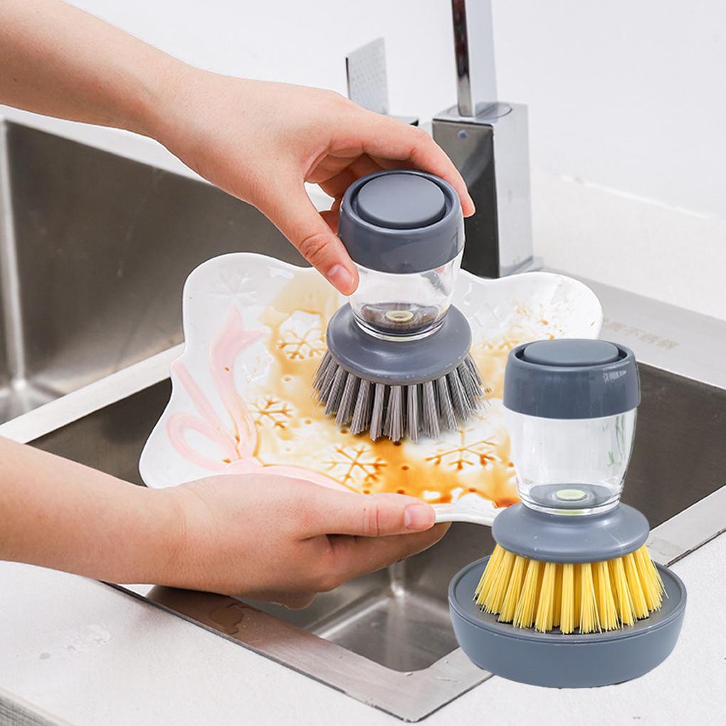 Sikat Pembersih Piring Alat Cuci Dengan Dispenser Mangkuk Serbaguna Cuci Piring Scrubber Aksesori Rumah Tangga Restoran