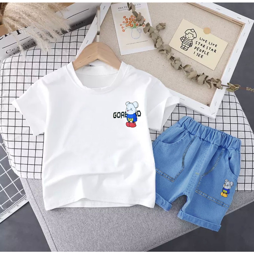 PROMO-SETELAN ANAK BAJU ANAK 1-5 TAHUN GOAR DENIM SETELAN ANAK LAKI-LAKI BAJU ANAK LAKI-LAKI SETELAN ANAK KEKINIAN SET BAJU ANAK TERLARIS