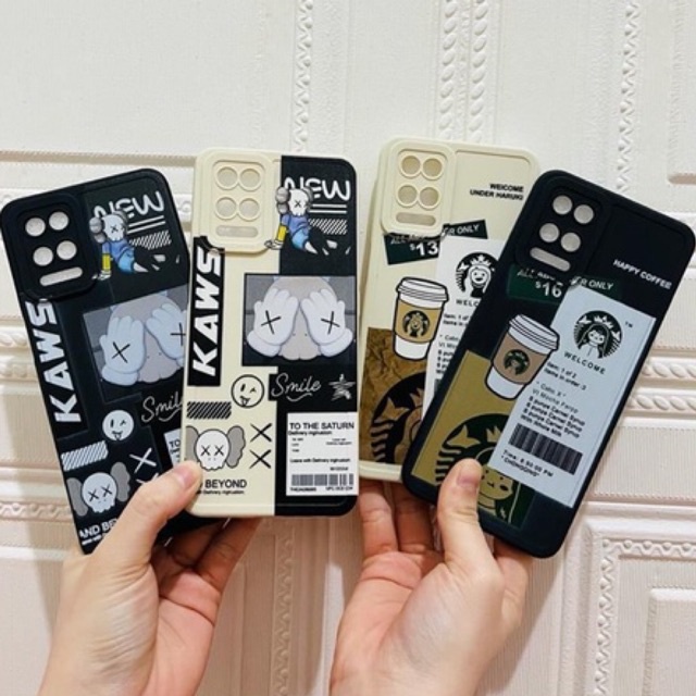 SOFTCASE PRO CAMERA OPPO RENO 3 4 4F 5 5F 6 7 7Z PRO 8 8Z 4G 5G MOTIF KAWS &amp; STARBUCKS COFFEE CUP