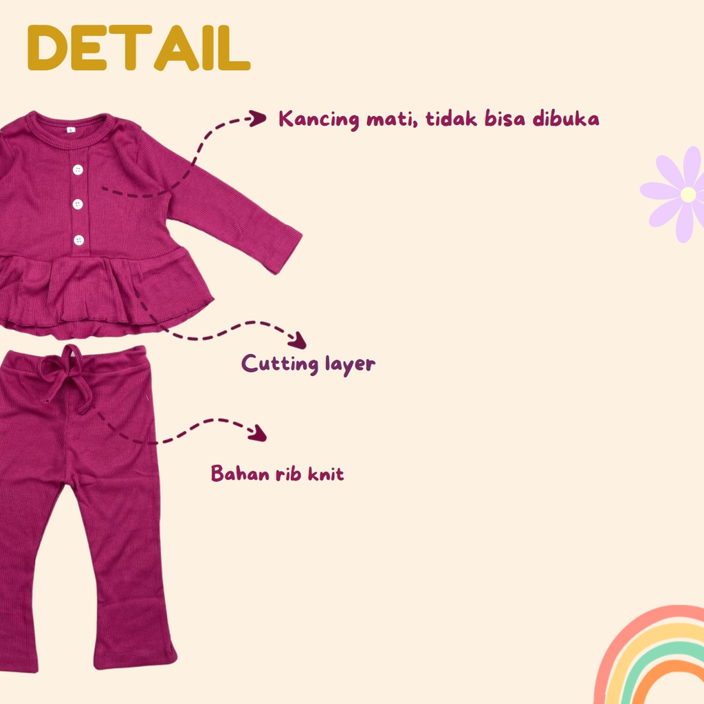 1-3THN SETELAN ANAK UNA ONESET ANAK PREREMPUAN SET KNIT RIB