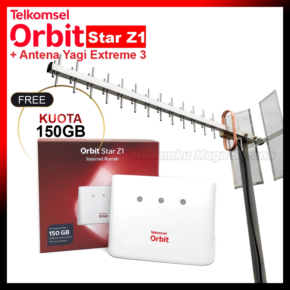Paket Antena Yagi Extreme 3 + Home Router Telkomsel Orbit Star Z1 4G ZTE MF293N