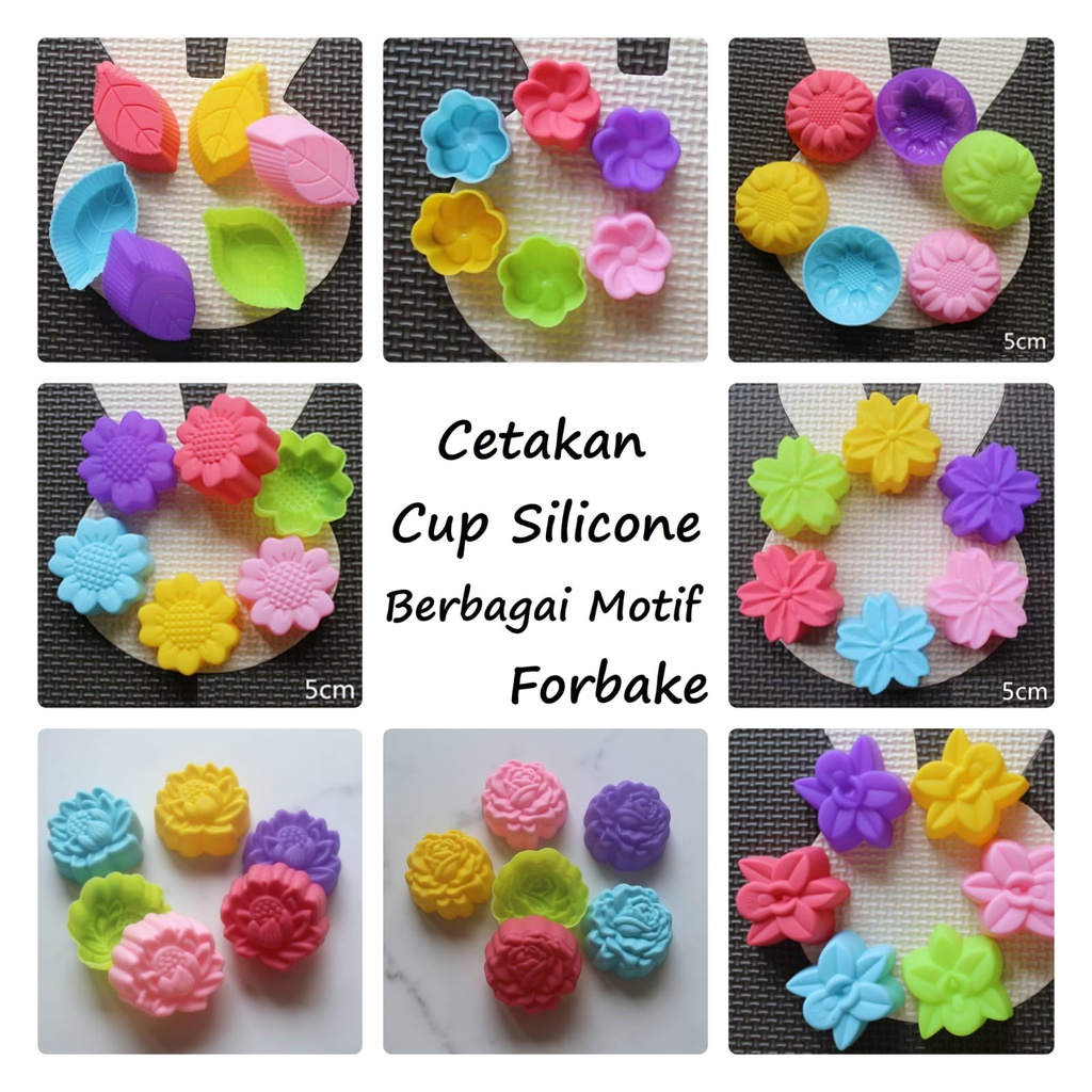 Cetakan Silikon Cup Silicone Kue Baking CupCake Anggrek Bintang Muffin Hati Love Bunga Matahari Bloom Daisy Melati Bulat Plum Mawar Kugelhopf Bintang Tulip Sakura Daun Leaf