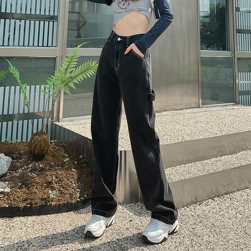 Celana Panjang Jeans Wanita Korea Style / Kulot Jeans Wanita Loose Highwaist