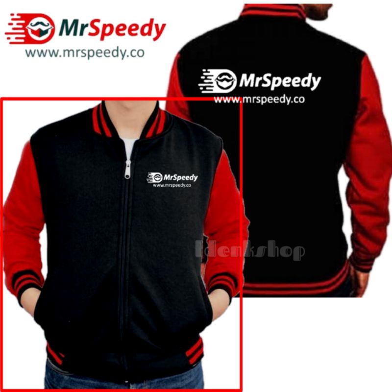 jaket varsity mrspeedy jaket kurir berbahan cotton fleece sablon / bordir