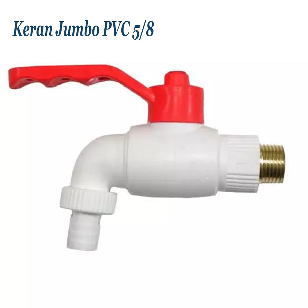 Keran/Kran PVC Jumbo Turkey Drat Kuningan 1/2 - Kran Tembok PVC Jumbo Keran Air Taman 1/2