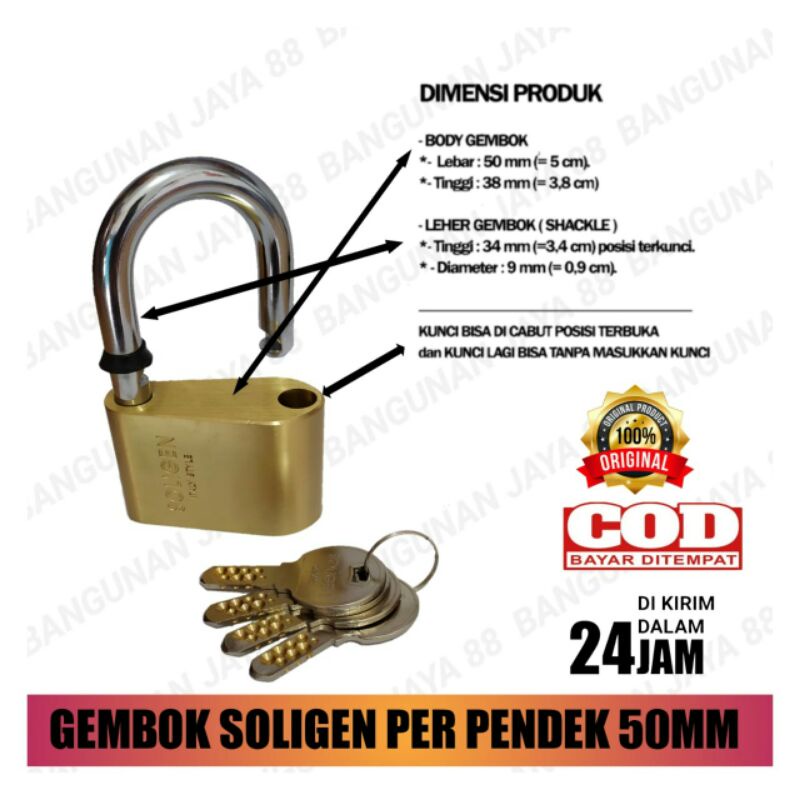 GEMBOK SOLIGEN PER 50MM PENDEK/GEMBOK PAGAR/GEMBOK RUMAH