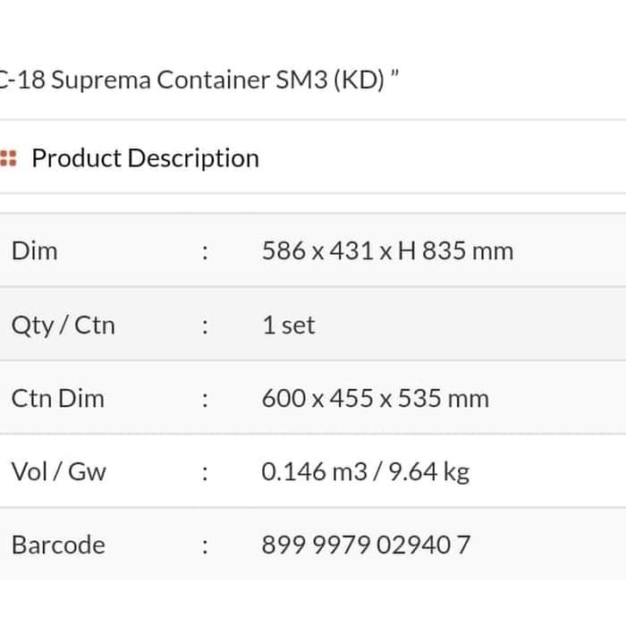 Suprema Container SM3 Lion Star SC-18 / LACI LEMARI PAKAIAN SC18 LIONSTAR