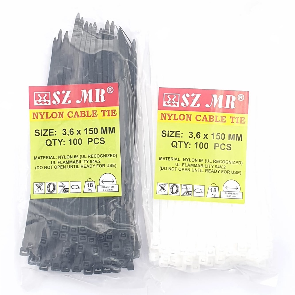SZ Kabel Ties 3,6x150mm / Kabel Tis / Pengikat Kabel / Cable Tie / Kabel Tie