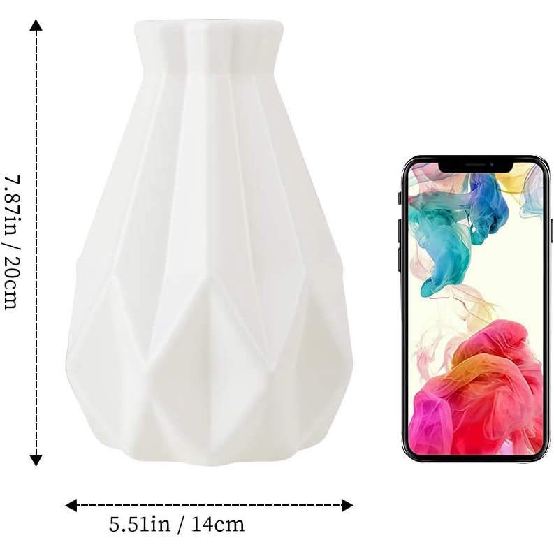 ღ 9 Gaya Geometris Imitasi Porselen Vas Hidroponik Kreatif Vas Nordic Plastik Dekorasi Vas untuk Rumah Meja Kantor Dekorasi