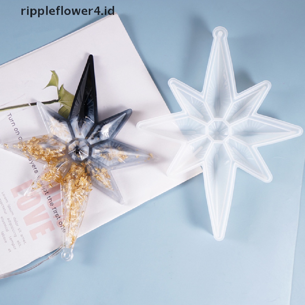 {rippleflower4.id} Cetakan Silikon Bintang Segi Delapan Dekorasi Natal Ornamen Membuat Cetakan Resin Epoxy~