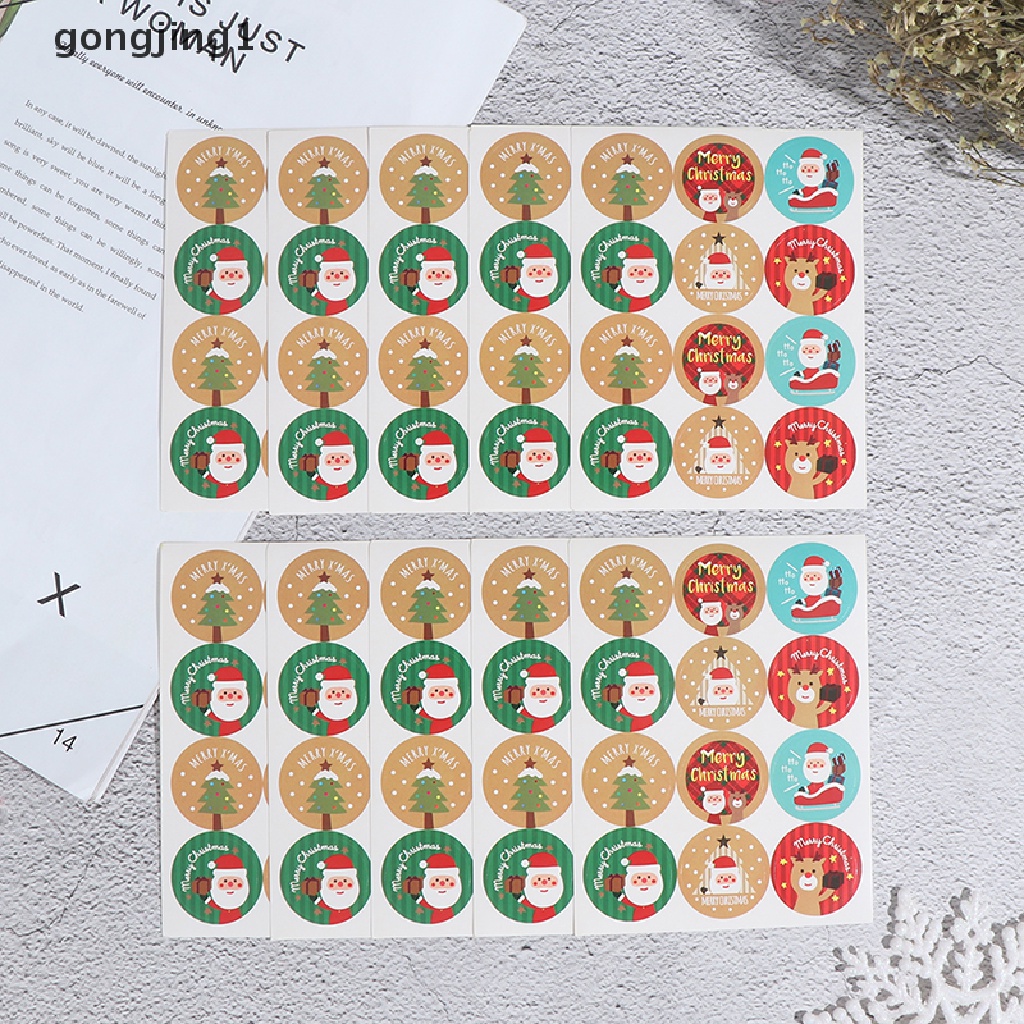 Ggg 120pcs Stiker Kado Natal Merry Christmas Bulat Kemasan ers Label ID