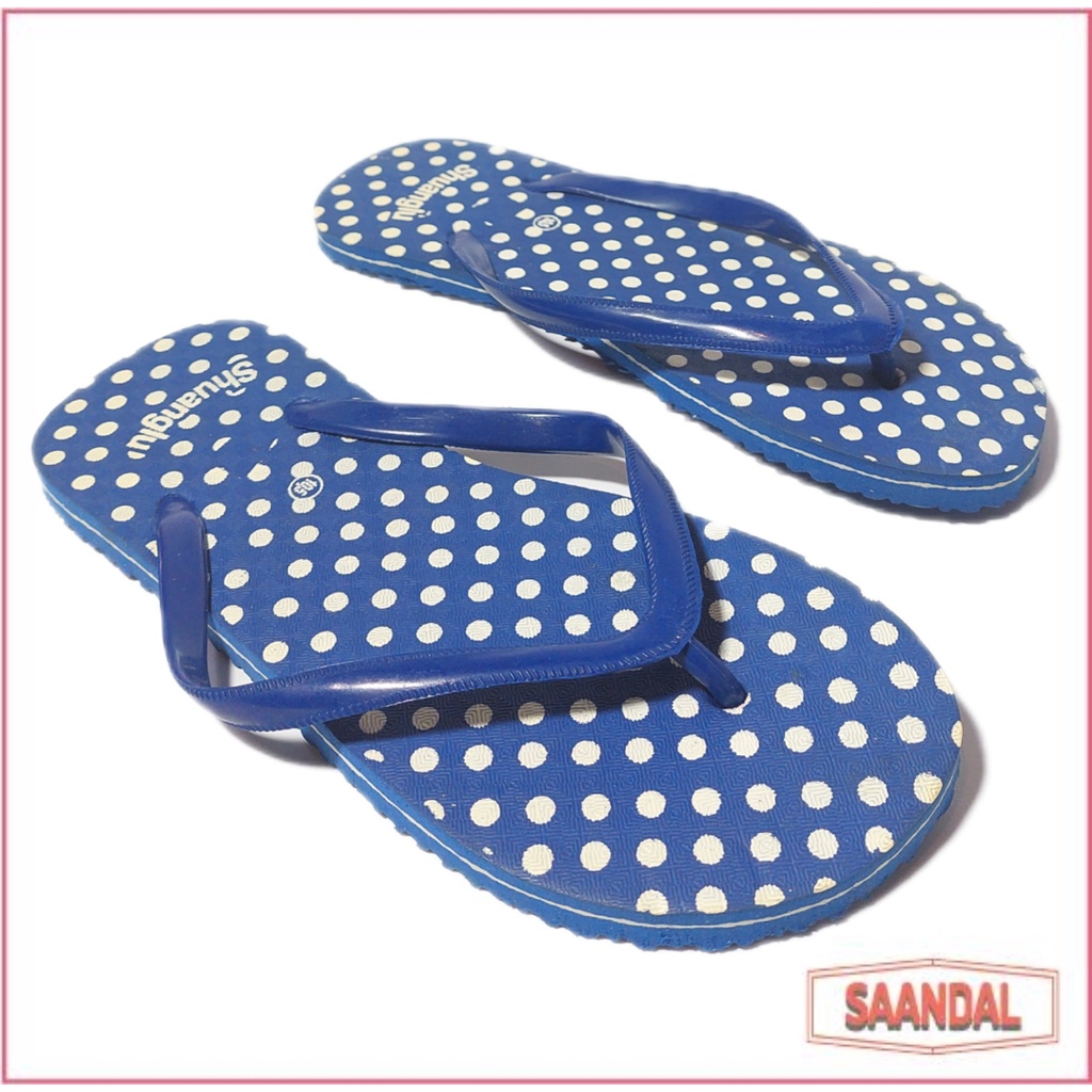 Sandal Jepit Anak ShuangLu PolkadotWanita Perempuan Karet Tebal Ekonomis(BISA SATUAN COD)