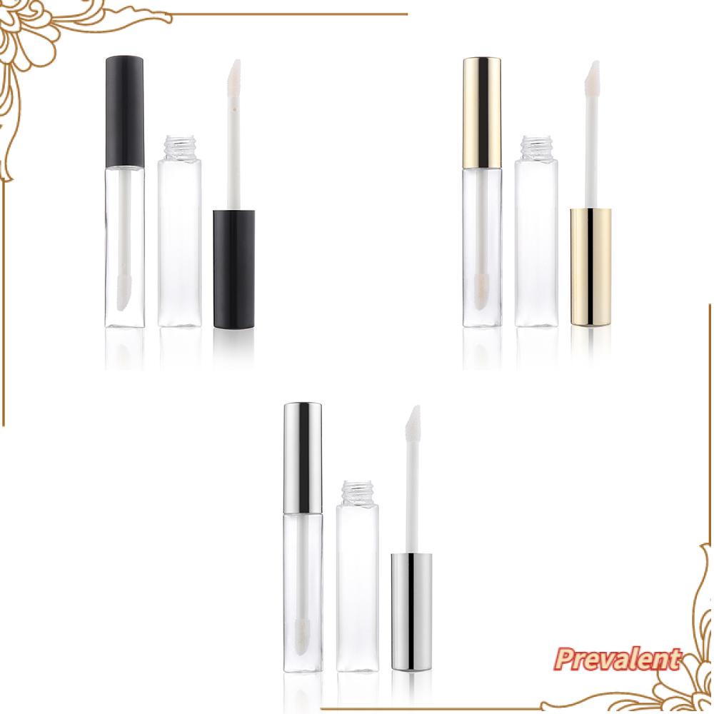 Preva 2/5Pcs Tabung Lip Gloss Dengan Kuas Portable Kosong Bening Ukuran Mini Botol Isi Ulang