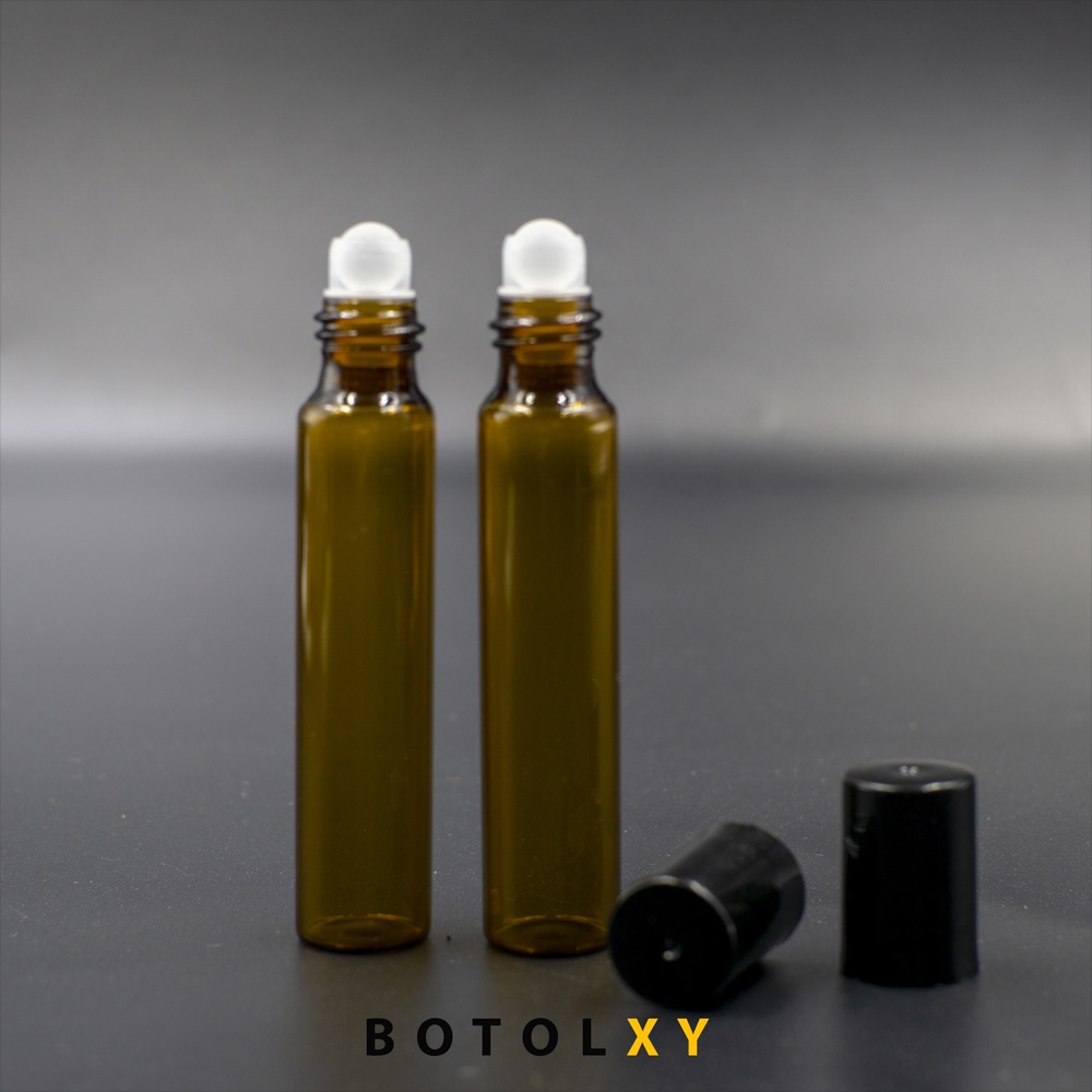 Botol Roll On 10ml Kaca Coklat / Amber Essential Oil Parfum ROLL KACA