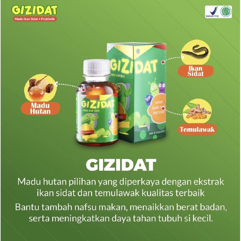 Gizidat 130 ml ( madu nutrisi lengkap penggemuk badan anak )