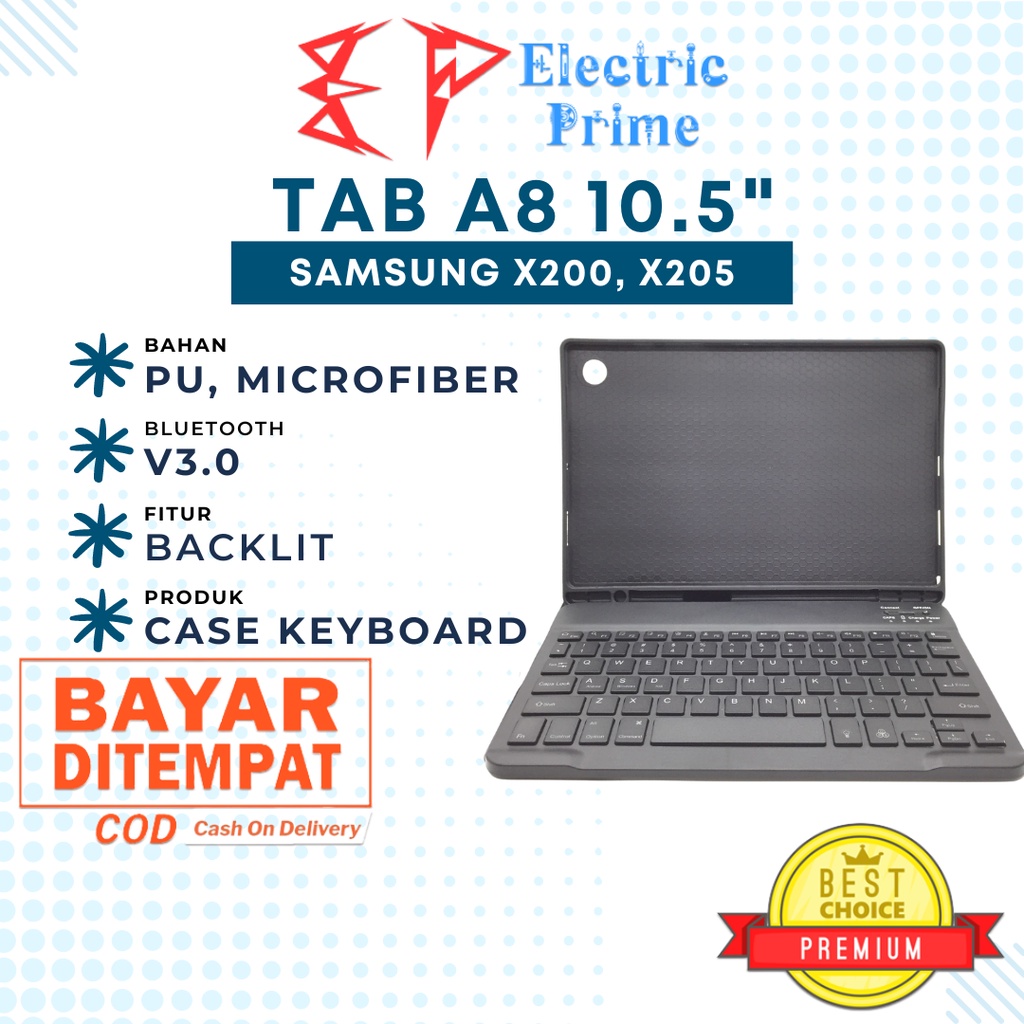 Case Keyboard Samsung Galaxy Tab A8 10.5 2021 X200 X205 TRIPLEDI Backlit Magnetic Bluetooth Leather Flip Cover