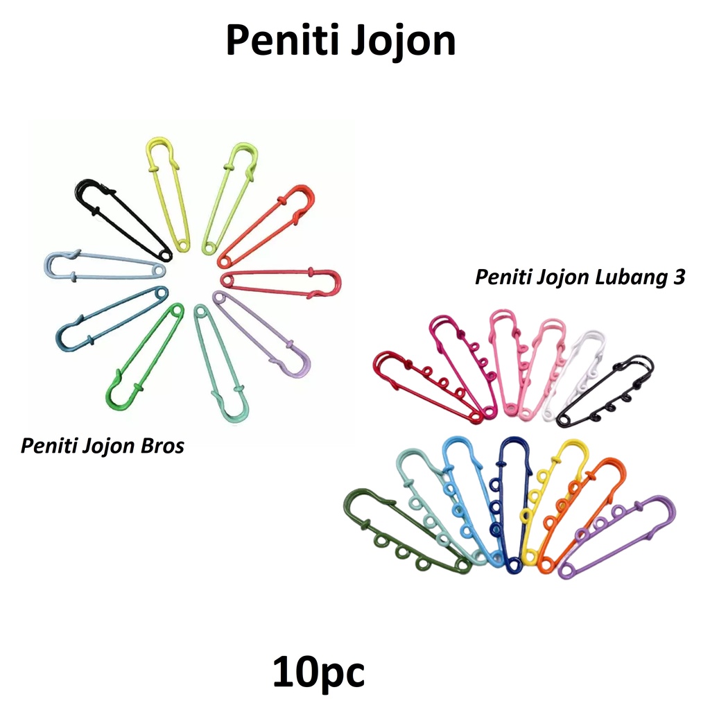 Peniti Jojon Bros &amp; Lubang 3 Warna-warni/10pc