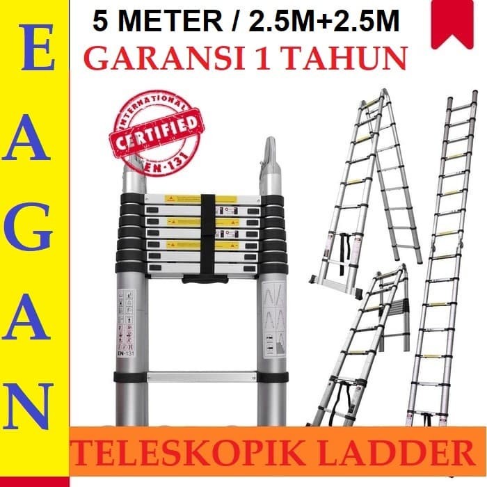 Tangga 5 Meter Teleskopik, Tangga Aluminium Telescopic / Teleskopik