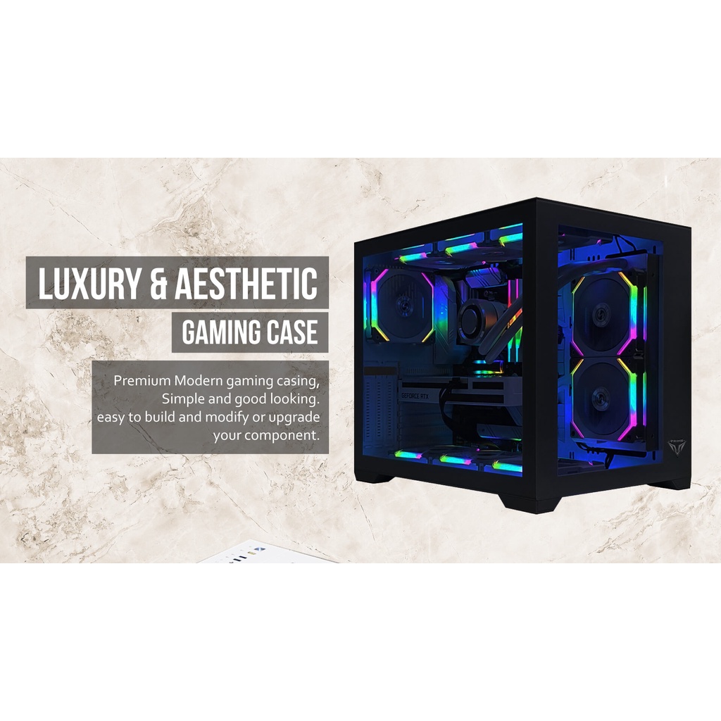 Casing Prime X-[K] black PRIME X K Tempered Glass Casing Gaming PC