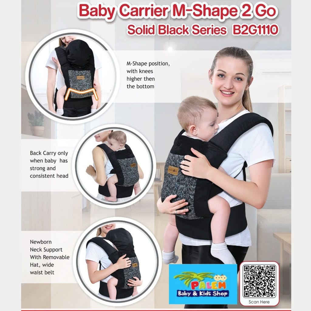 Gendongan Ransel Bayi Baby Scoots Baby 2 Go Solid Black &amp; Kitaro KIG2201