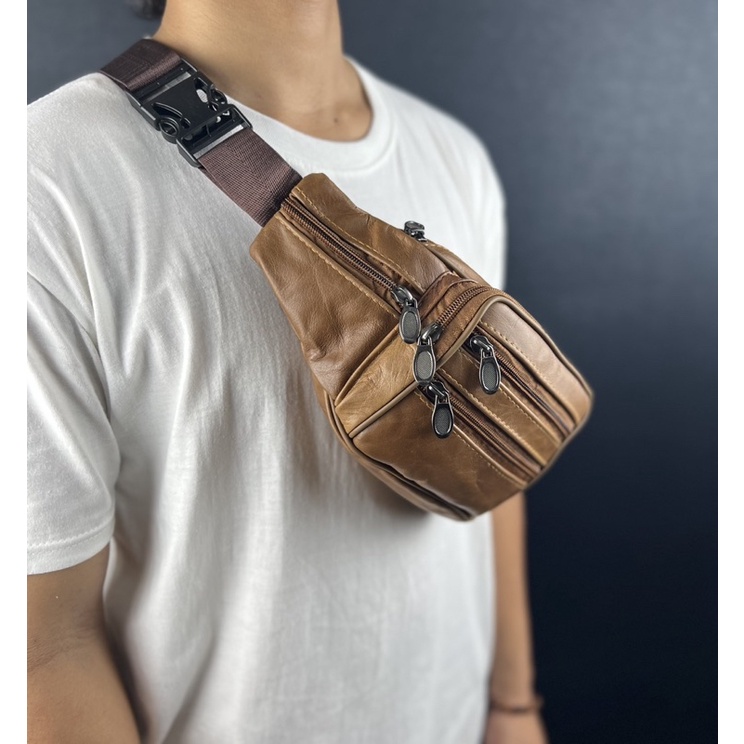 TAS SALEMPANG Waistbag/Tas Pinggang Kulit Asli MULTIFUNGSI