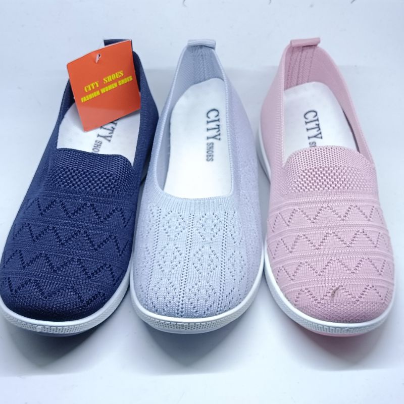 Sepatu Wanita Snekers Kets Import Rajut / sepatu flat slip on tanpa tali out sole anti licin