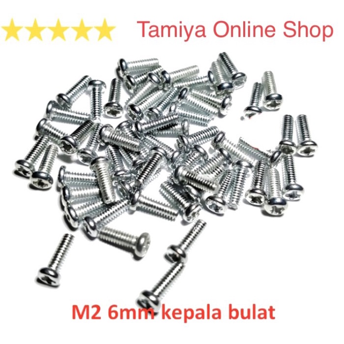 Tamiya Screw M2 x 6 mm Baut Bulat Baut Silver 6 mm 100 pcs (NS829)