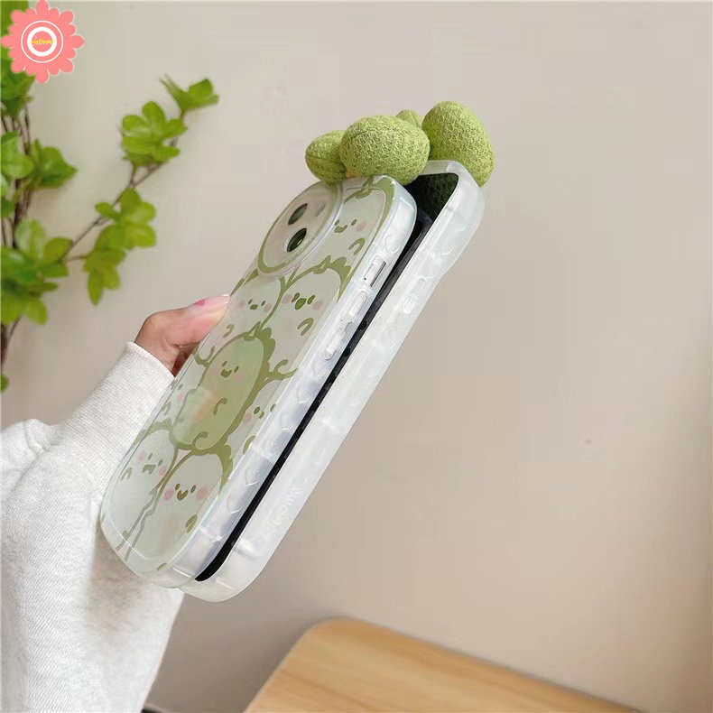 Casing Hias Bow-knot 3D Kompatibel Untuk iPhone 7Plus 8Plus 11xr 12 13 11 14 Pro MAX 6 6s 7 8 Plus X XS MAX SE 2020kartun Lucu Dinosaurus Penuh Belakang Lensa Bulat Soft Cover