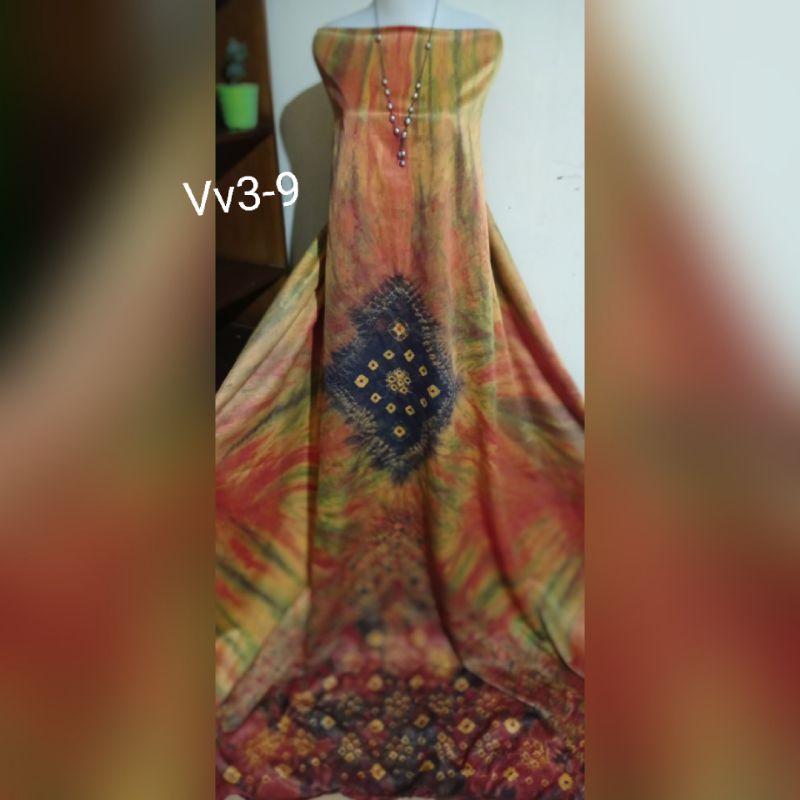 Kain Jumputan Velvet 3 m lebar besar