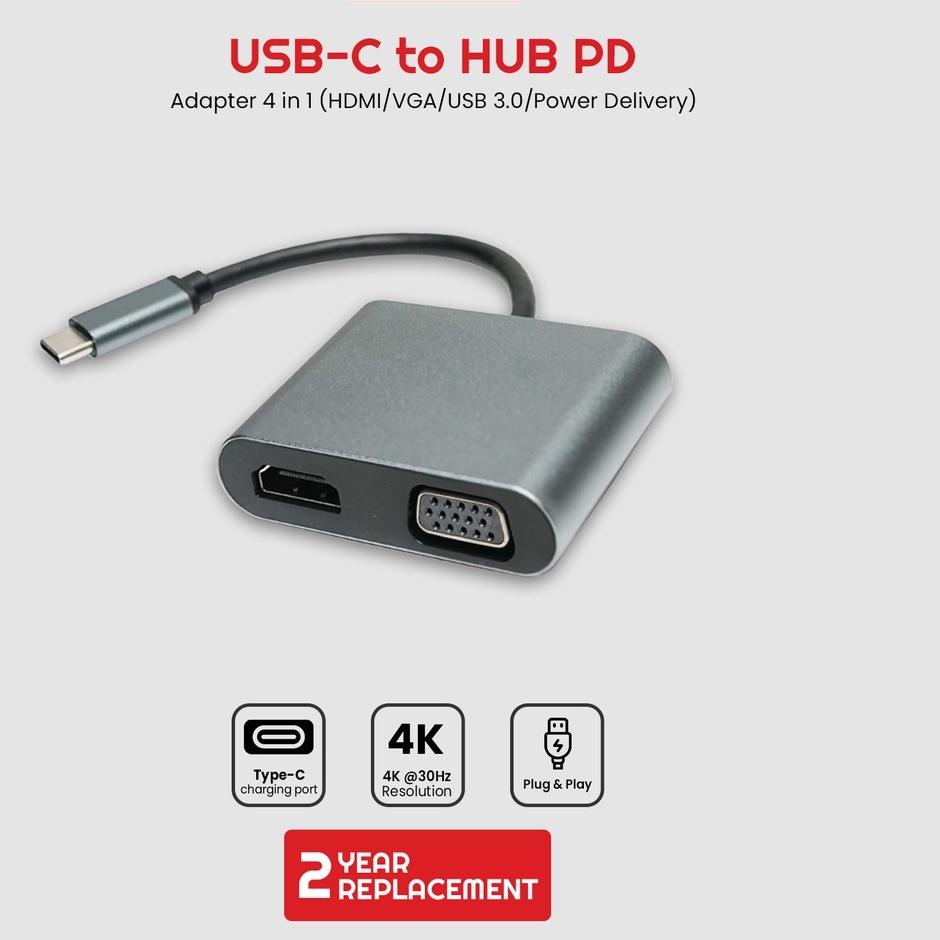 Big Surprise USB Type C Adapter 4 in 1 to HUB PD HDTV VGA USB CLIPtec