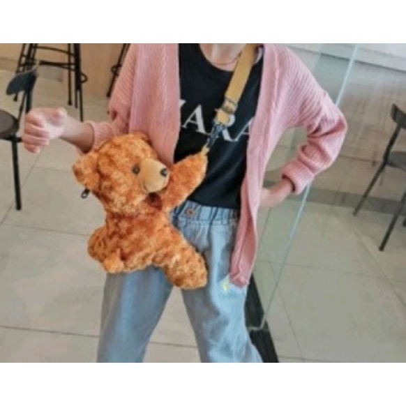 Tas salempang wanita beruang merangkul/ tas boneka/tas HP/tas mini wanita korea