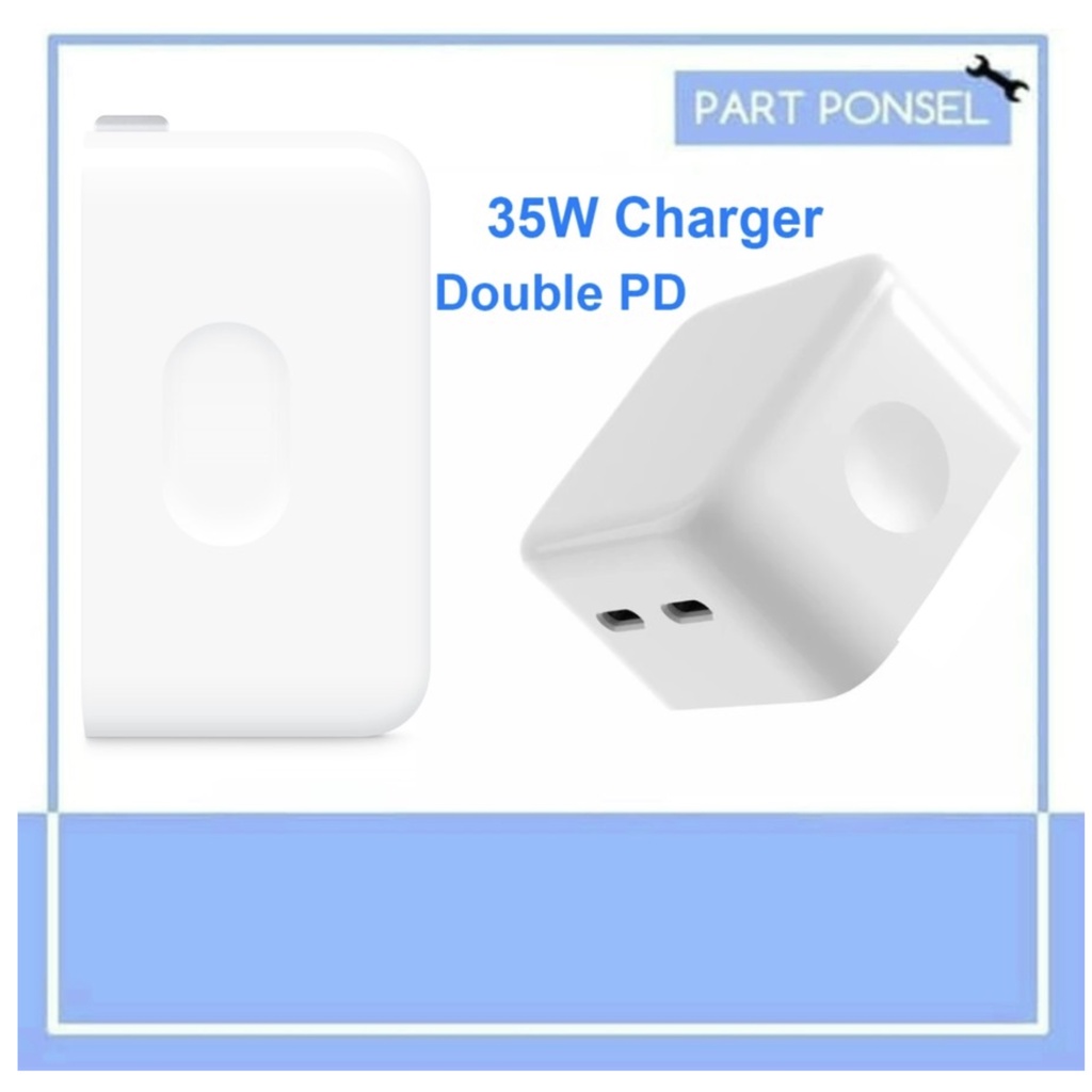 Adaptor Dual Type C Charger iP 35W iPd Pro iP 13 Pro Max iP 14 Pro MAX MINI
