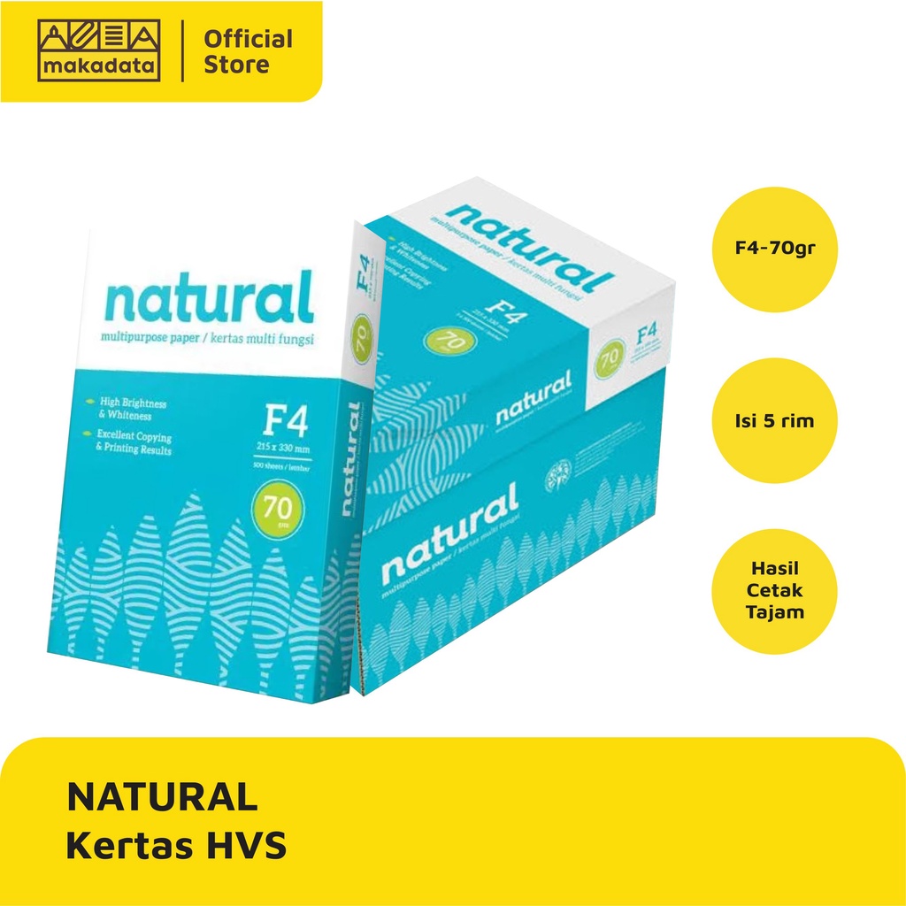 

KERTAS HVS / PRINT / FOTOCOPY NATURAL F4 70 GRAM (1 BOX) MURAH
