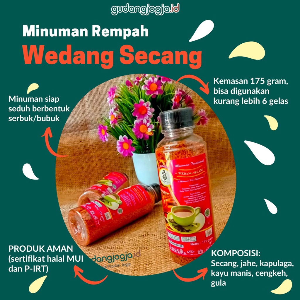 

MINUMAN REMPAH / MINUMAN TRADISIONAL WEDANG SECANG. KHAS JOGJA.OLEH OLEH JOGJA. GUDANGJOGJA.ID