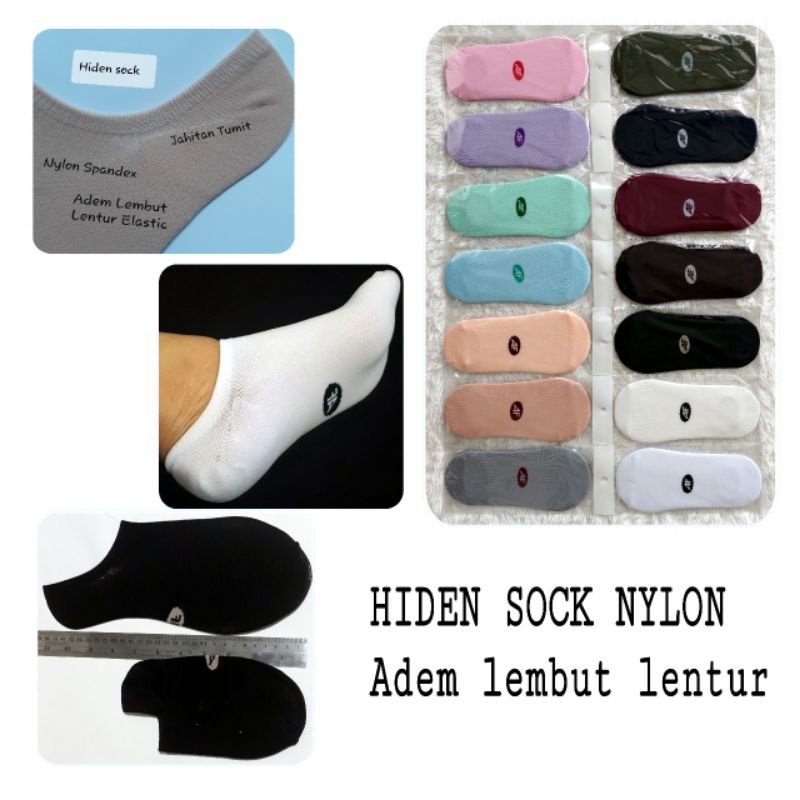 12 PASANG KAOS KAKI HIDEN SOCK NYLON