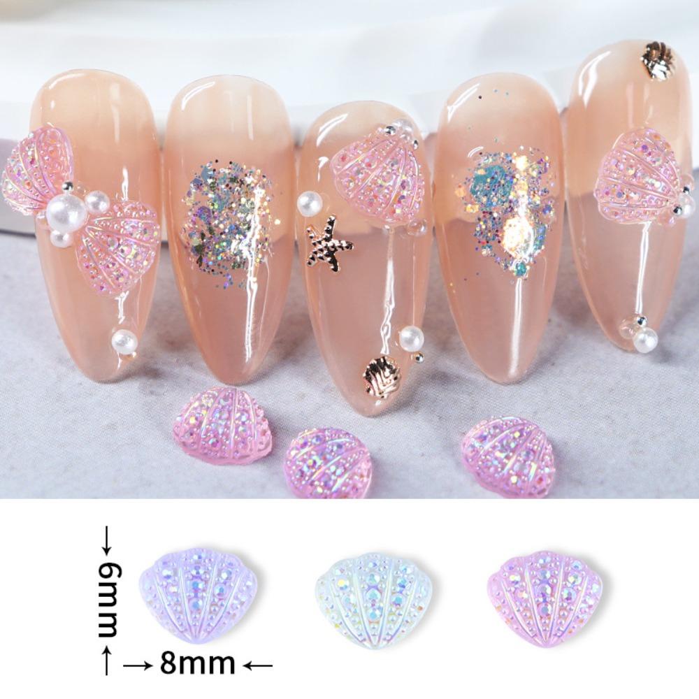 Mxbeauty Shell Dekorasi Kuku Fashion Resin Manikur Aksesoris Hiasan Kuku Perhiasan Kuku 3D