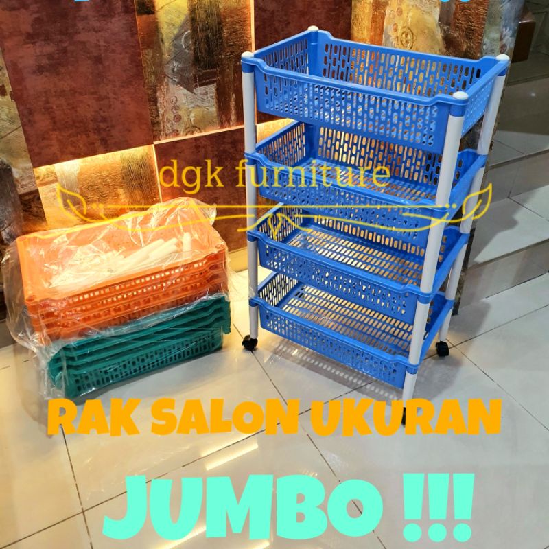 Rak Salon Segi 4 empat Susun 4 empat Tingkat Serbaguna Serba guna JUMBO Roda Beroda Plastik