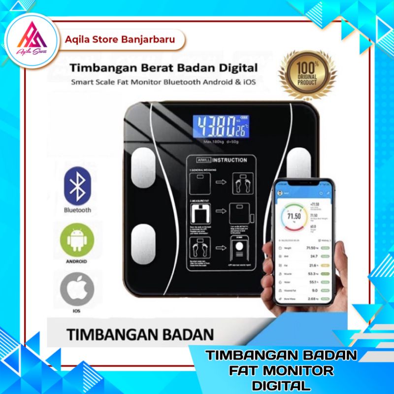 Timbangan Badan Digital Body Fat / Timbangan Badan Fat Monitor Digital Scale Bluetooth Smart