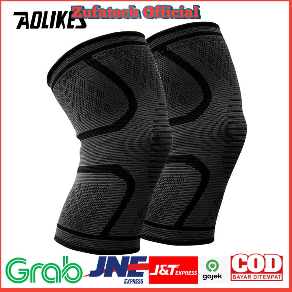 AOLIKES Pelindung Lutut Knee Support Pad Brace Fitness Gym 1 Pair Size M /L - 7718 - Black